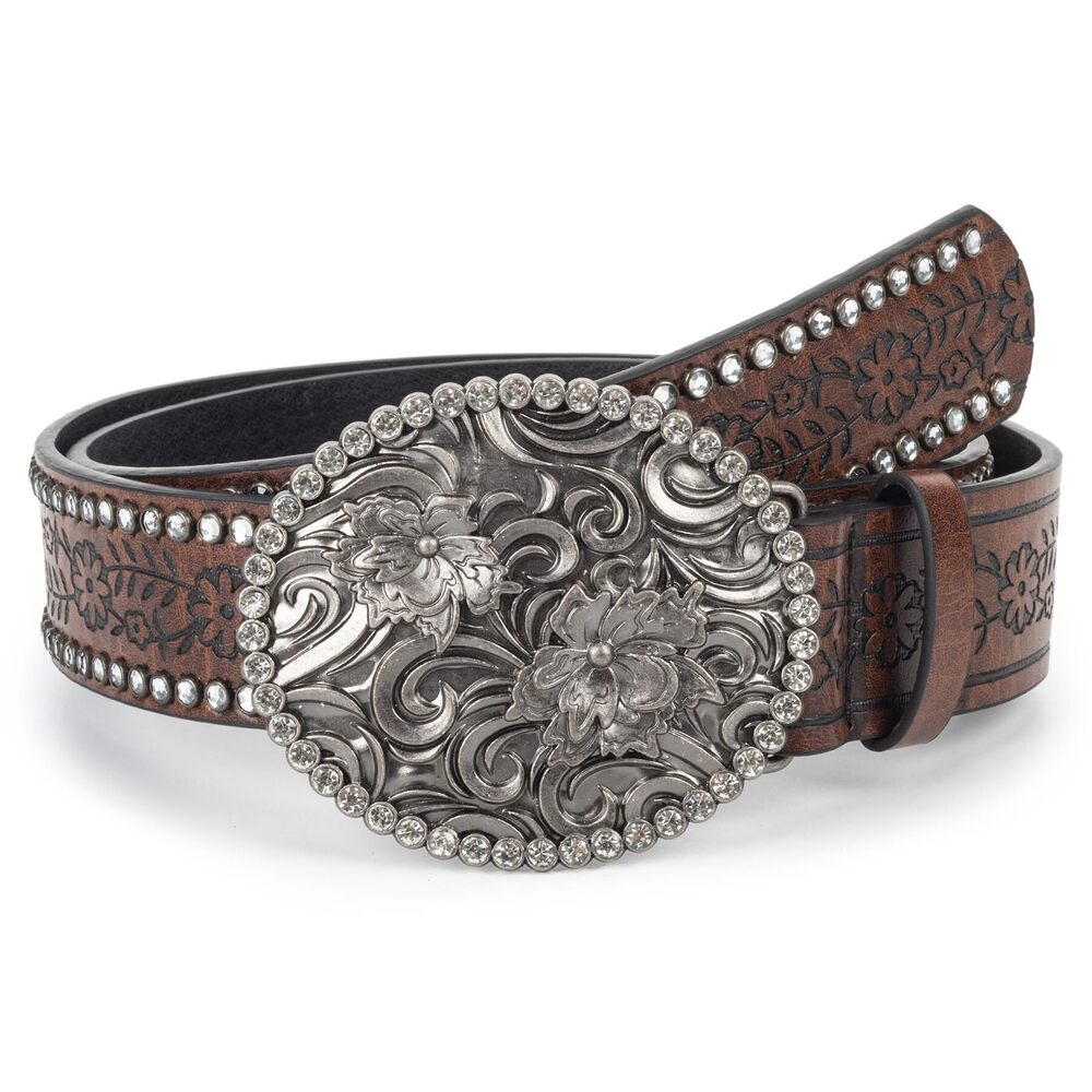 1269 Floral-western-belt For Womens Vintage-diamond-buckle Belt
